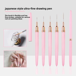 Ensemble de pinceaux pour nail art, manche en métal, longs poils en nylon, kit de peinture, sculpture et dessin pour vernis gel - Product Image 4