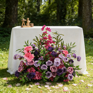 Ramillete de flores artificiales hechas a mano con tacto real, 70 cm, color morado, para decoración de bodas, ¡muy vendido! - Product Image 1