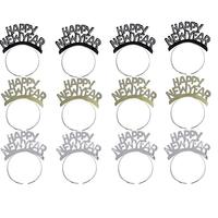 Tiara, 12 Piezas, Diademas de Lujo para Fiestas de Año Nuevo, Doradas, Plateadas y Negras