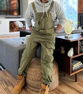 Jean vintage personnalisé <span class=keywords><strong>vert</strong></span> armée en denim indigo délavé pour hommes coupe droite lourde avec style général ample - Product Image 2