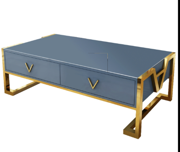 Синяя средиземноморская роскошная мебель прямоугольный закаленный стеклянный журнальный столик в новом стиле