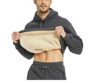 Custom Solid Oversized Thick Blank <b>Sherpa</b> <b>Fleece</b> Breathable Cotton/Polyester Hoodie High Quality Heavy Weight Winter Digital <b>Men</b> - Product Image 2