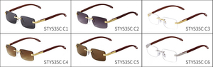 ADE WU STY535C Moda Original Pierna <span class=keywords><strong>de</strong></span> madera Gafas <span class=keywords><strong>de</strong></span> sol sin montura Marco pequeño Rectángulo Bloque <span class=keywords><strong>de</strong></span> luz azul Gafas ópticas al por mayor - Product Image 6