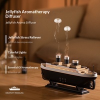 Nouveau diffuseur d'aromathérapie de style bateau, humidificateur de bureau ultrasonique à brume fine, pulvérisation intelligente effet méduse, design rétro croiseur