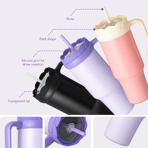 Vaso Térmico de Acero Inoxidable de Doble Pared <span class=keywords><strong>con</strong></span> Personalización del Logotipo de la Marca Everich, Tapa <span class=keywords><strong>con</strong></span> Diseño Elegante de Pétalos y Asa Irrompible - Product Image 3