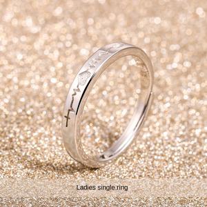 Tonglin japonés coreano Simple plata Ringt letras ajustables para hombres pequeños anillos de moda - Product Image 3