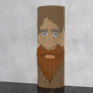 Scultura da Parete in Legno con Ritratto, Struttura Verticale a Doghe, Volto <span class=keywords><strong>Maschile</strong></span> Intagliato in Legno, Decorazione Artistica per la <span class=keywords><strong>Casa</strong></span> - Product Image 3