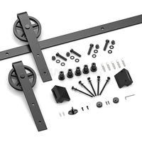 Gros grand rouleau de roue 6.6 pieds en acier au carbone noir rail coulissant porte de grange coulissante kits de quincaillerie pour porte de grange en bois simple