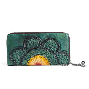 Andong Cowhide <b>Ladies</b> Long <b>Purse</b> Retro Genuine Cow Leather <b>Wallet</b> Women Hand-painted Clutch Phone Pocket <b>Wallets</b> Bag - Product Image 5