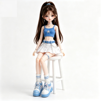 Poupée en plastique écologique personnalisée de 14 cm, forme de dessin animé de petite fille bleue, objet de collection pour cadeaux promotionnels et faveurs de fête