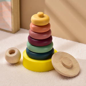 식품 학년 실리콘 스태킹 장난감 조기 교육 아기 빌딩 블록 및 Teether 장난감 안전하고 재미 - Product Image 5