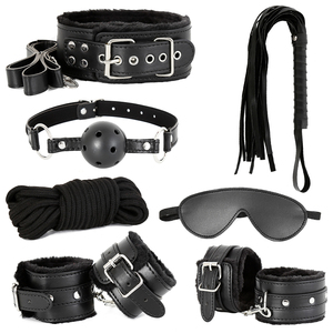 Juego de equipo de bondage BDSM para adultos, 7 Uds., Kits de cuero con clip para pezones, máscara para azotadores, esposas, cuerda de 5M para experiencias sexuales - Product Image 2