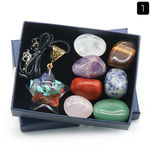 Collar con Colgante de Estrella y Luna de Resina <span class=keywords><strong>Orgonita</strong></span> con Grava de Cristal Natural de 7 Chakras, Set de Combinación de Piedras Pulidas - Product Image 1