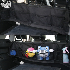 Bolsa organizadora para maletero de coche, 6 compartimentos de malla para almacenamiento trasero, para suspensión en el vehículo, color negro - Product Image 4