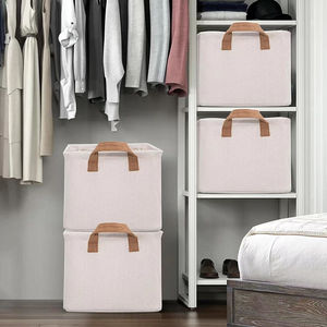 Metal Çerçeveli Kumaş Saklama Sepetleri, Raflar ve Raflıklar için Büyük Katlanabilir Saklama Kutuları, OEM ODM Toptan Satış - Product Image 5