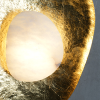 Lampe murale de luxe en cuivre massif et albâtre |   Miroir lumineux pour villa, hôtel, salon et couloir