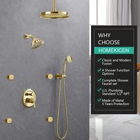 Système de Douche Double Vintage Homekicen 6'' à Fixation Murale, Ensemble Robinet Pluie et Douchette à Main avec Dériveur 4 Voies en Laiton et Acier Inoxydable