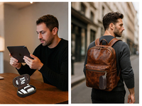 Organisateur de pochette technique de voyage en cuir à l'huile pleine fleur à la main pour câbles et adaptateurs avec anneau en métal essentiel de voyage
