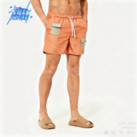 Short de bain multicolore à séchage rapide, Logo personnalisé OEM en Polyester avec poches, pantalon de plage pour hommes