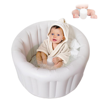 Baignoire bébé gonflable portable pour 6-24 mois baignoire en PVC pour tout-petits coussin épais antidérapant facile à dégonfler pli voyage