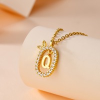Collier chaîne à maillons en cuivre incrusté de diamants, style européen-américain transfrontalier, avec pendentif polyvalent haut de gamme à 26 lettres espagnoles