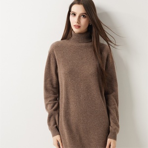 Factory Price Turtleneck Knit Dress Long Sleeve Loose Fit Winter Knitwear <strong>Women</strong> Wool Sweater Dress - Product Image 6