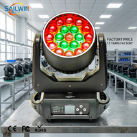 Sailwin EU Stock 19x15W LED Moving Head Wash Light Zoom Disco Party Beam Effect Stage Light for DJ Club Home Disco Parties