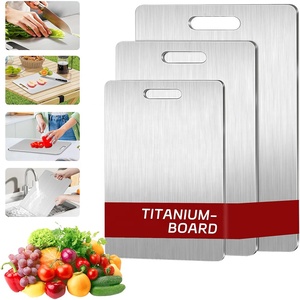 Set di 3 Taglieri Multifunzione in Titanio Puro/<span class=keywords><strong>Acciaio</strong></span> Inossidabile Spessore 1mm, Grado Alimentare per Cucina e Campeggio - Product Image 1