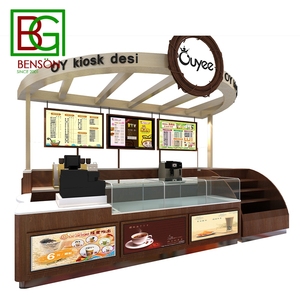 Gỗ Rắn Customized Bubble Tea Kiosk Hiện Đại Cà Phê Kiosk Thiết Kế High End Thức Ăn Nhanh Kiosk Trong Trung Tâm Mua Sắm - Product Image 4