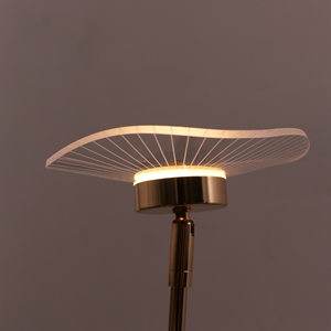 Modern Brass Flower Table Lamp LED Warm White E26 <b>Push</b> <b>Button</b> <b>Switch</b> Decorative Bedroom Light Middle Size Crystal Bell Shade - Product Image 3