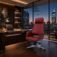 Chaise de bureau de direction, dossier haut, en cuir, pivotante, ergonomique, avec verrouillage de la position d'inclinaison à 4 positions, pour bureau