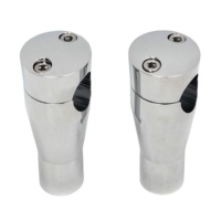 Support de Guidon de Moto Usiné CNC sur Mesure en Aluminium Anodisé Argenté avec Composants Chromés Durs