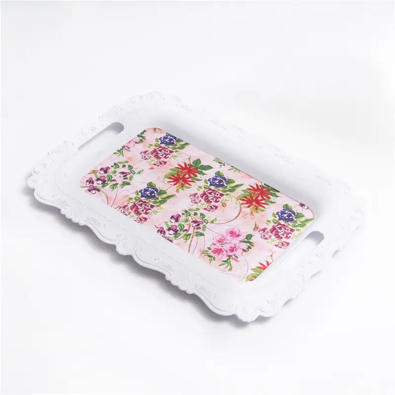 large flat kitchen serving tray European style dinnerware tray elegant and cheap plastic plates with handle