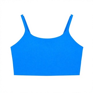 Solid Color Spaghetti Strap Breathable <b>Knitted</b> Short Crop <b>Tank</b> <b>Top</b> <b>Women</b> Slim Fit Stretch Casual Yoga Front Logo ODM - Product Image 5