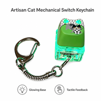 Porte-clés créatif artisanal en forme de chat de dessin animé avec interrupteur mécanique et base LED lumineuse, logo personnalisé, jouet anti-stress portable, vente en gros