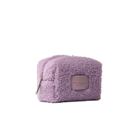 Pochette de voyage en polyester violet taro à motif bonbons, petite/moyenne capacité, en peluche, pour maquillage et accessoires de mode