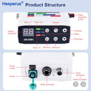 มอเตอร์ไฟฟ้าไร้แปรงถ่านสำหรับทันตกรรม LED ความเร็ว 2000-40000 รอบต่อนาที แรงบิด 3.4 นิวตันซม. เสียงรบกวน <60 เดซิเบล แบบ 2/4 รู ใช้ได้กับแฮนด์พีซทันตกรรม อัตราทด 1:1/1:5/16:1 - Product Image 6