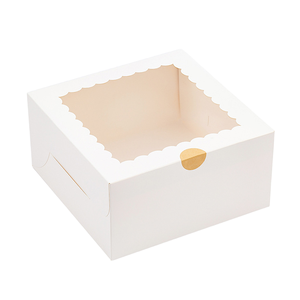 Customized 12x12x8 Inch Ivory Board Cake Box with Sponge Liner Recycled Materials Food Grade White <b>Window</b> Lid for Cakes - Product Image 1