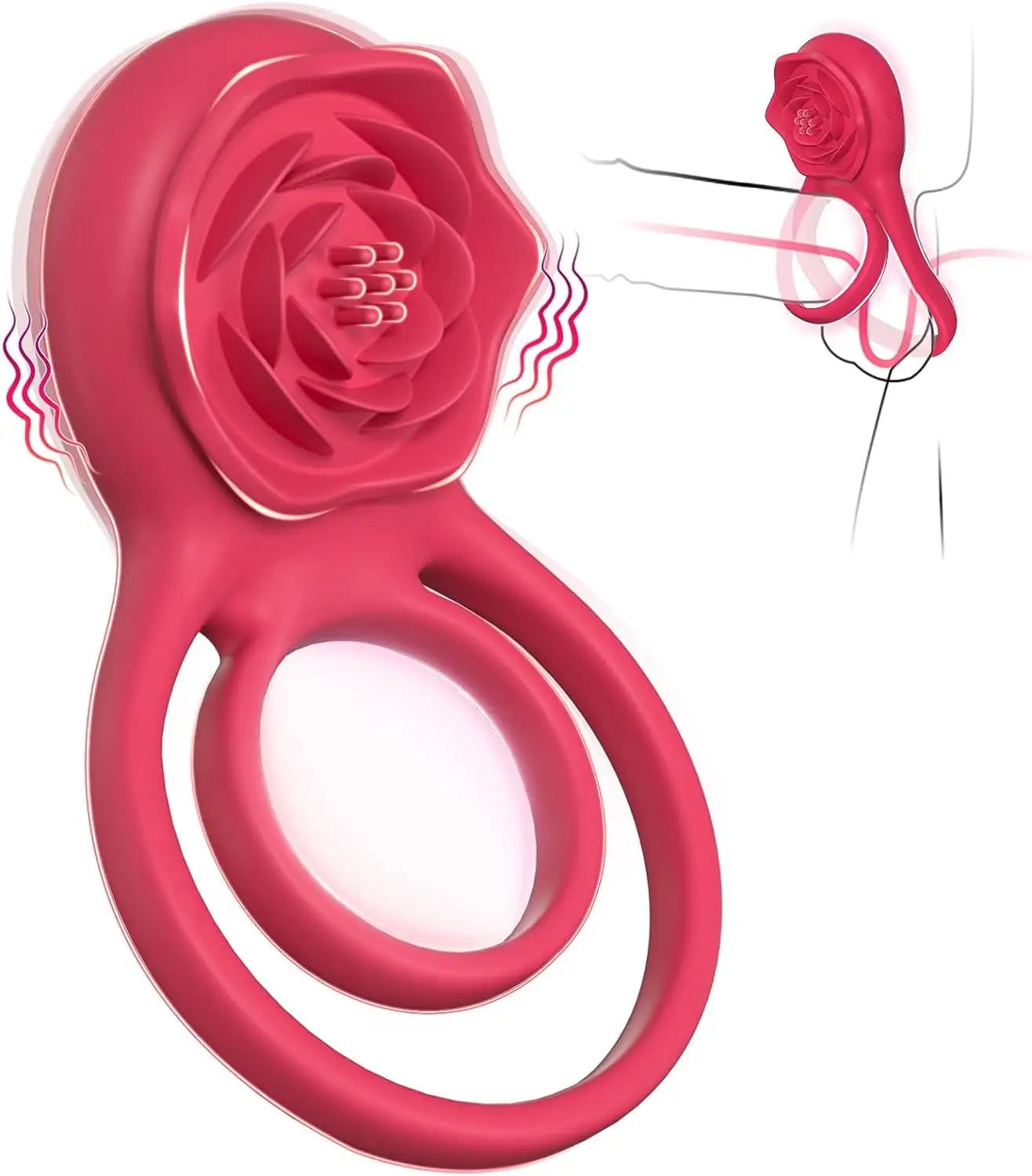 NeonislandsชายอวัยวะเพศชายแหวนนวดVibratorคู่ของเล่นG Spot Vibrating CockแหวนRose Stimulator Clitoral