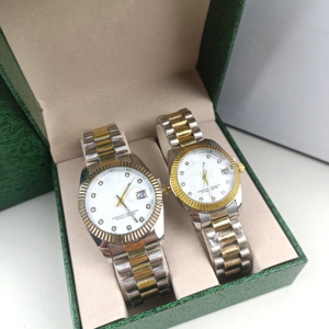 High-end Couple-themed Calendar Waterproof <strong>Watch</strong> with Diamond Inlays Perfect Dual <strong>Watch</strong> <strong>Set</strong> for Couples - Product Image 1