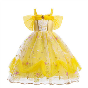 Costumi di Lusso da Principessa Classica per Bambine, Abiti per Halloween e Natale, Vestito Giallo a Strati - Product Image 4