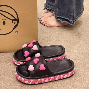 Pantuflas de Mujer con Diseño de Corazón y Flores, Suela Gruesa Antideslizante, para Verano, Moda para Usar en Interiores y Exteriores, Novedad 2026 - Product Image 2