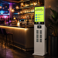 Kiosque commercial de location de batteries externes partagées à 24 baies, station de recharge de téléphones en libre-service à écran tactile 5000 mAh 60 W