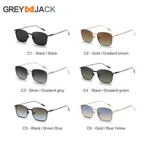 แว่นกันแดดโพลาไรซ์เกรย์แจ็คกรอบโลหะสีดำ UV400 เลนส์ TAC ประเภท 3 ที่บังแดดสไตล์ยุโรป - Product Image 5