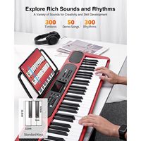 61-Key Electronic Keyboard Piano for Beginners LED-Lighted Adjustable Stand with Teaching Modes-Toy Musical Instrument