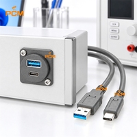 Câble d'extension USB 3.0 double port Type A et USB 3.1 Type C (D-type) à montage en panneau, 5 Gbit/s, 10 Gbit/s, encastrable pour châssis d'armoire