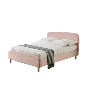 سرير مفرد ومتعدد الحجم ناعم بحجم مناسب حسب الطلب عصري ومريح وبمقاس كامل مصنوع من القماش الوردي