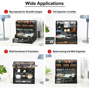 Organizer Meja Kerja Berbahan Mesh dengan Laci, Tempat Alat Tulis Kantor, Wadah Pensil Logam, Tempat Pena, Organizer Meja Berbahan Mesh - Product Image 6