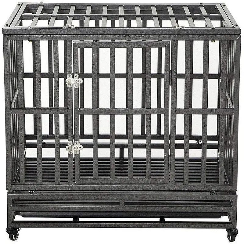 Heavy Duty Dog Cage Strong Metal Kennel and Crate for Medium and Large Dogs Pet Playpen with Four Wheels Easy to Install