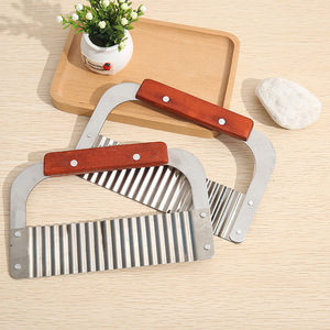 Stainless Steel Potato Knife Strip Cutter Multi Functional Vegetable Cutter Solid Wood Handle - Product Image 4